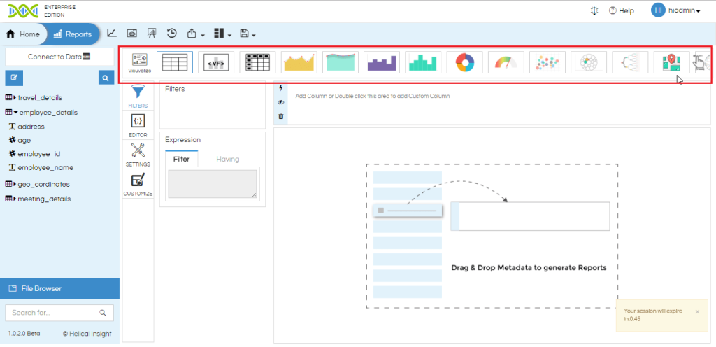 Ad-hoc Interface Overview For Creating Reports - Helical Insight