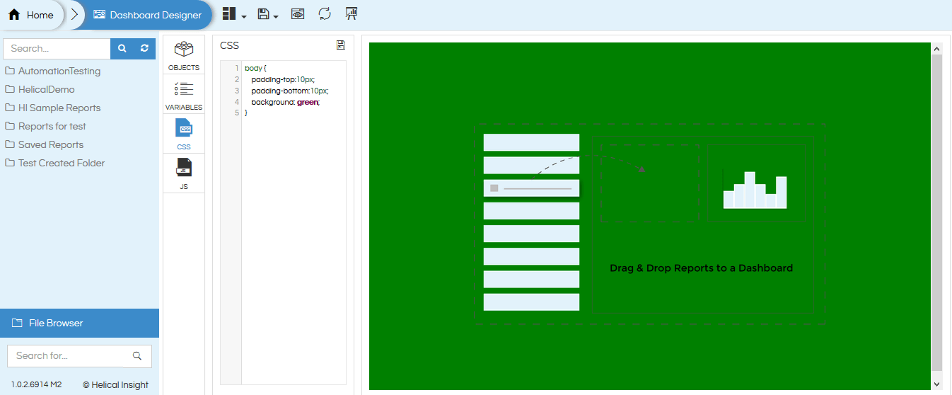 Background Color for Dashboard Designer - Helical Insight