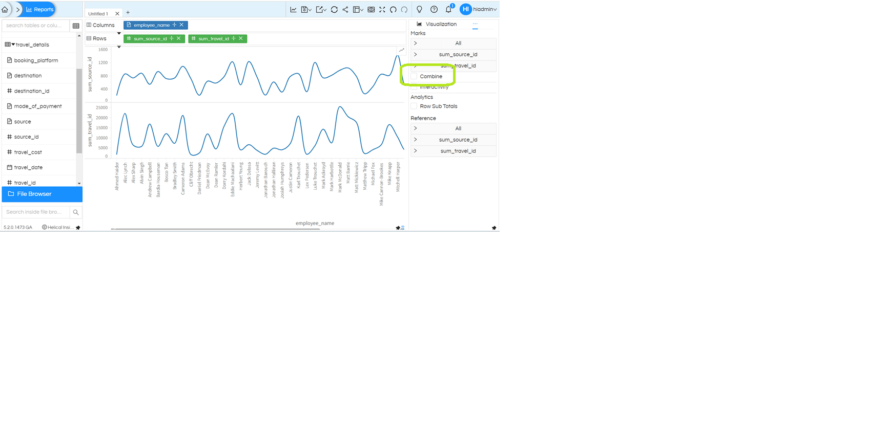 Combination Chart In Helical Insight Version 5.2 Onwards