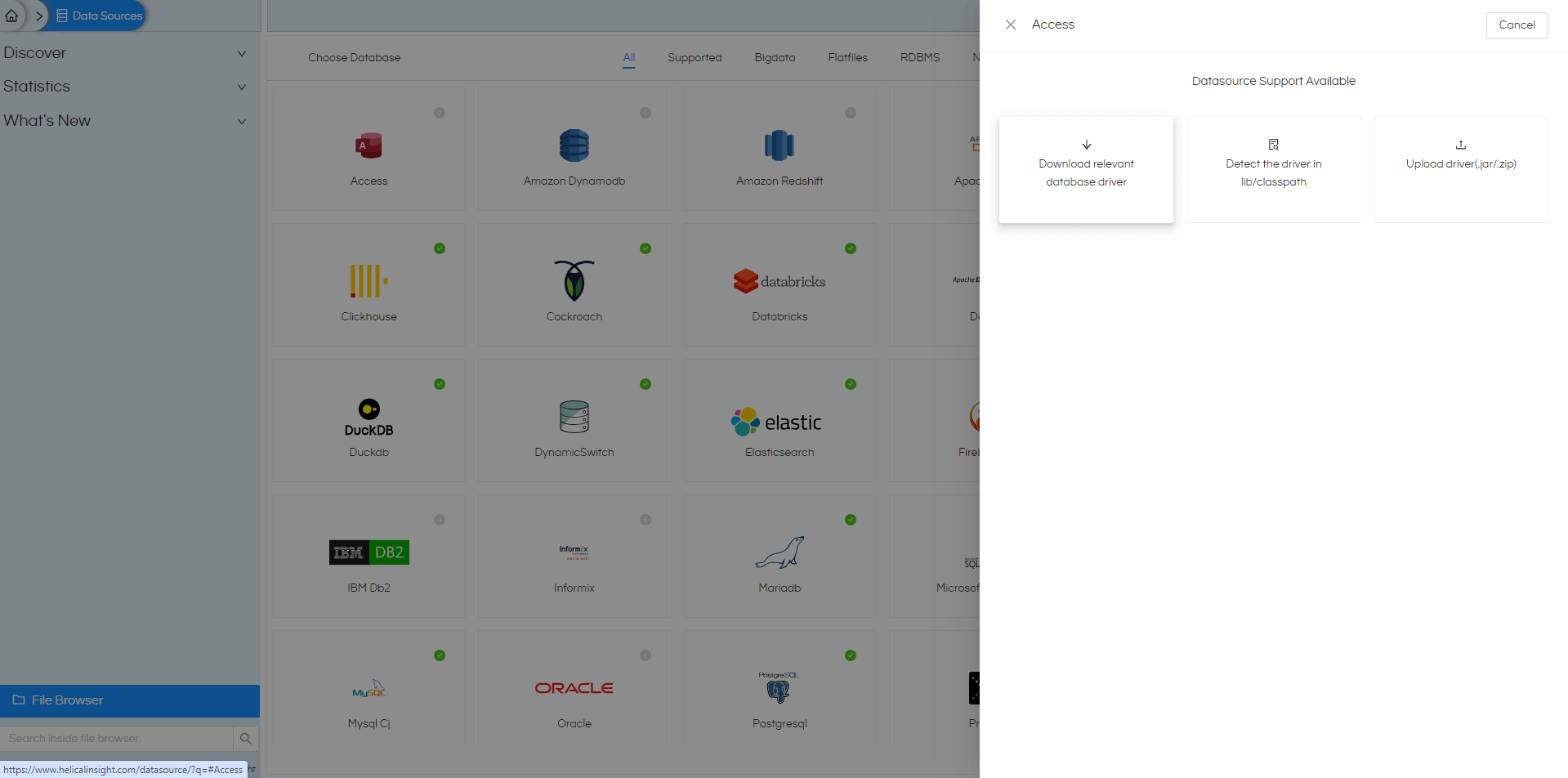 Connecting to MS Access in Helical Insight