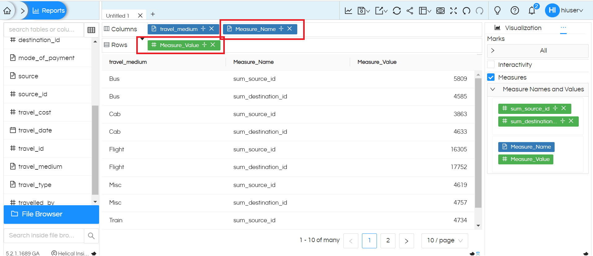 Custom Measures Name and Values Usage