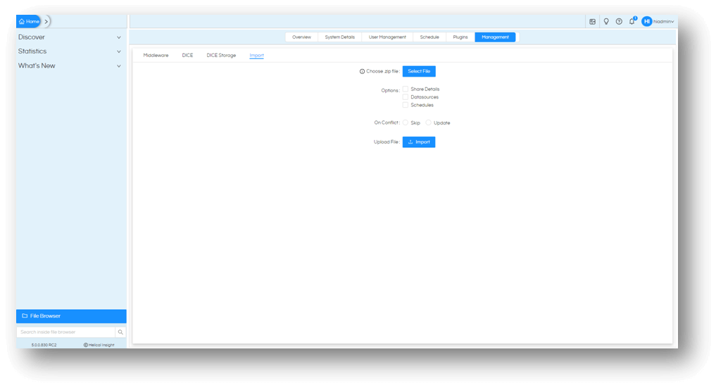 Export and Import in Helical Insight 5.0