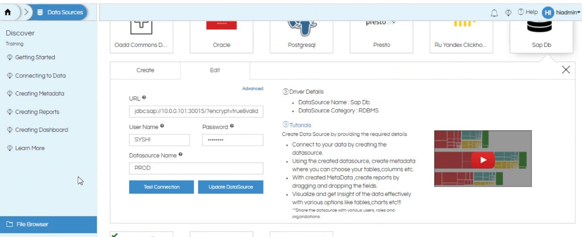 Helical Insight usage with SAP HANA