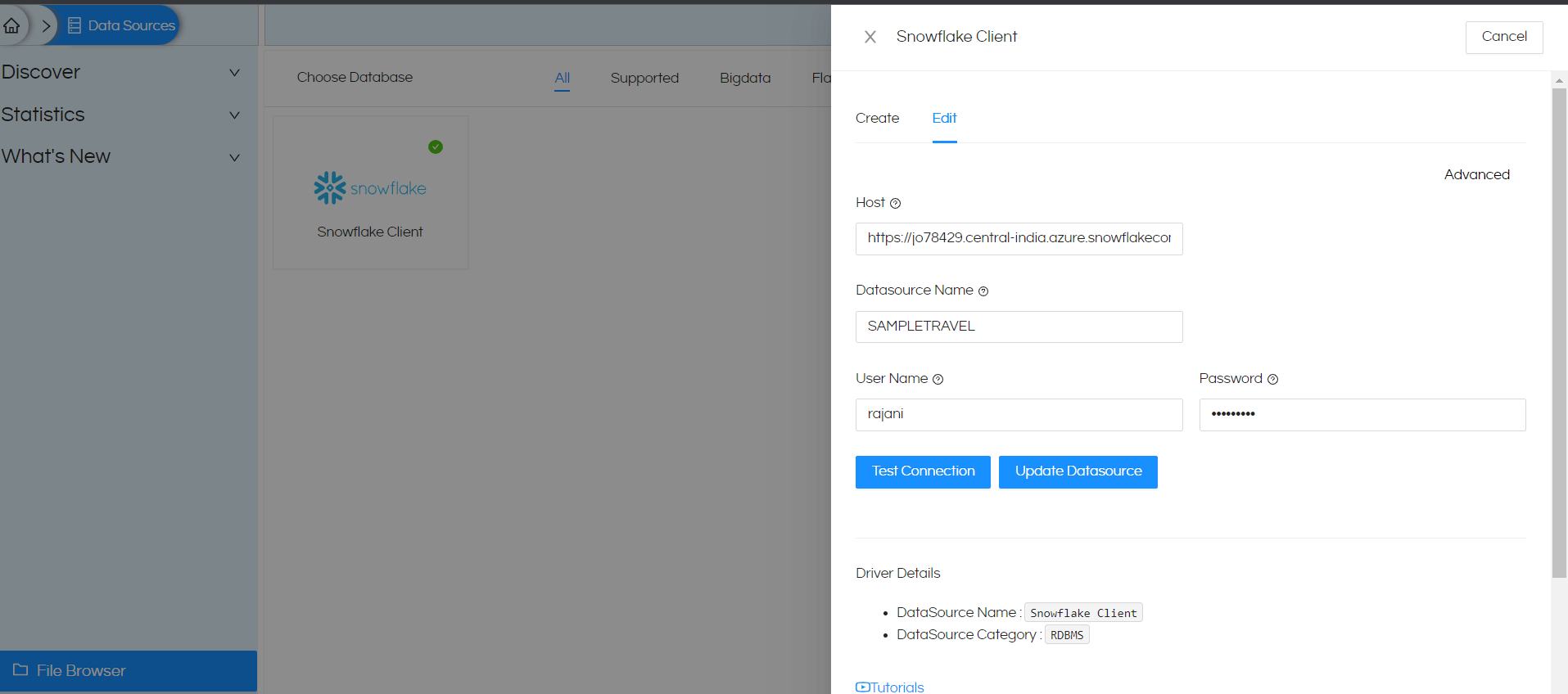 Helical Insight usage with Snowflake