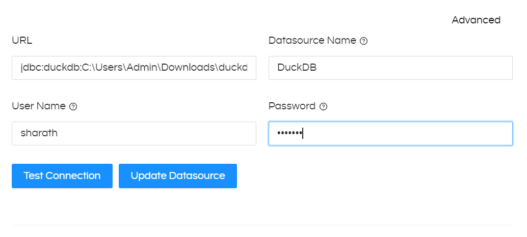 How To Connect Duck DBtoOpen Source BI Helical Insight