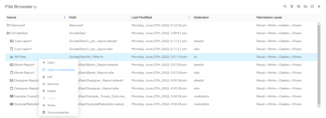 Open and Open in New Window Options