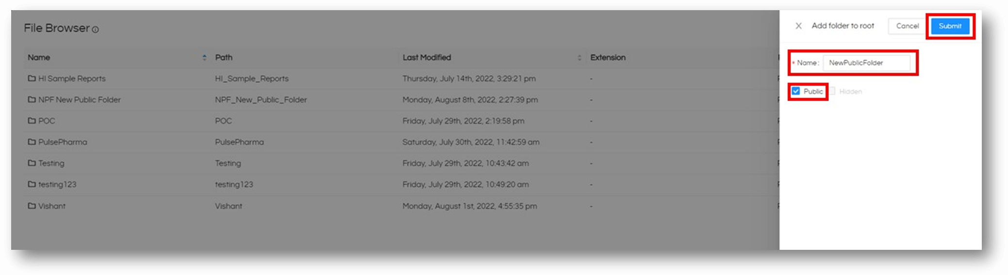 Public And Private Folders in Helical Insight 5.0