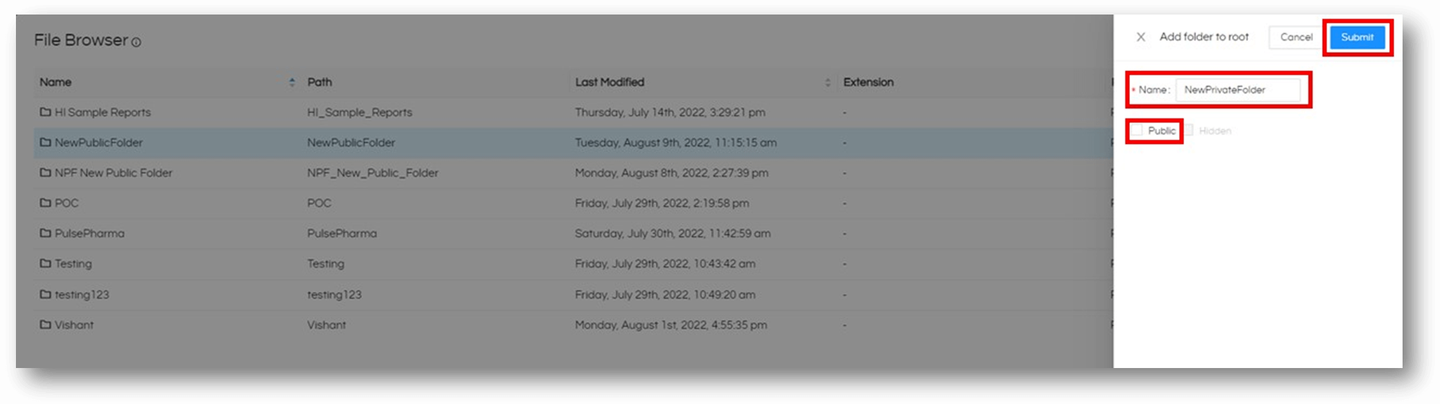 Public And Private Folders in Helical Insight 5.0