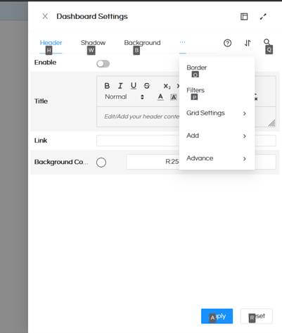 Shortcuts In Dashboards