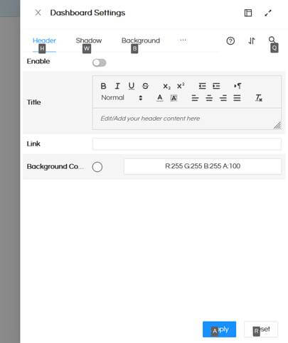 Shortcuts In Dashboards