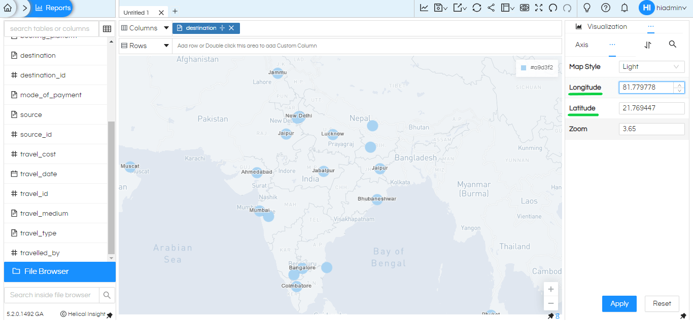 Use of ‘Map’ Property to Customize  Map Visualization In Helical Insight