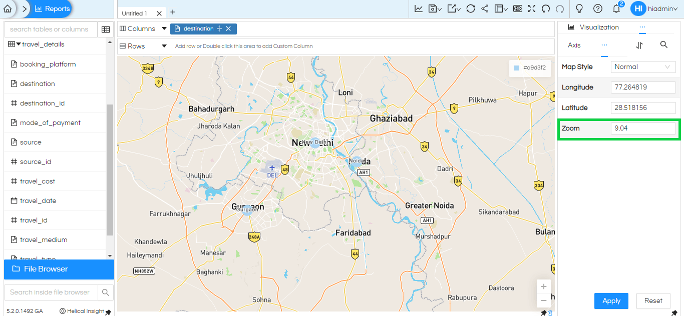 Use of ‘Map’ Property to Customize  Map Visualization In Helical Insight