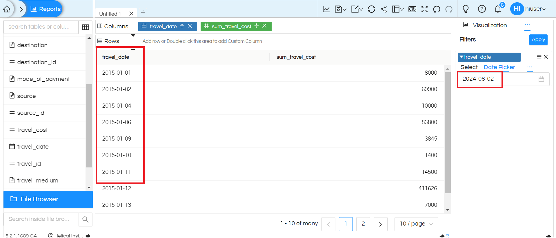 Date/Date Time Usage as Filters In Helical Insight