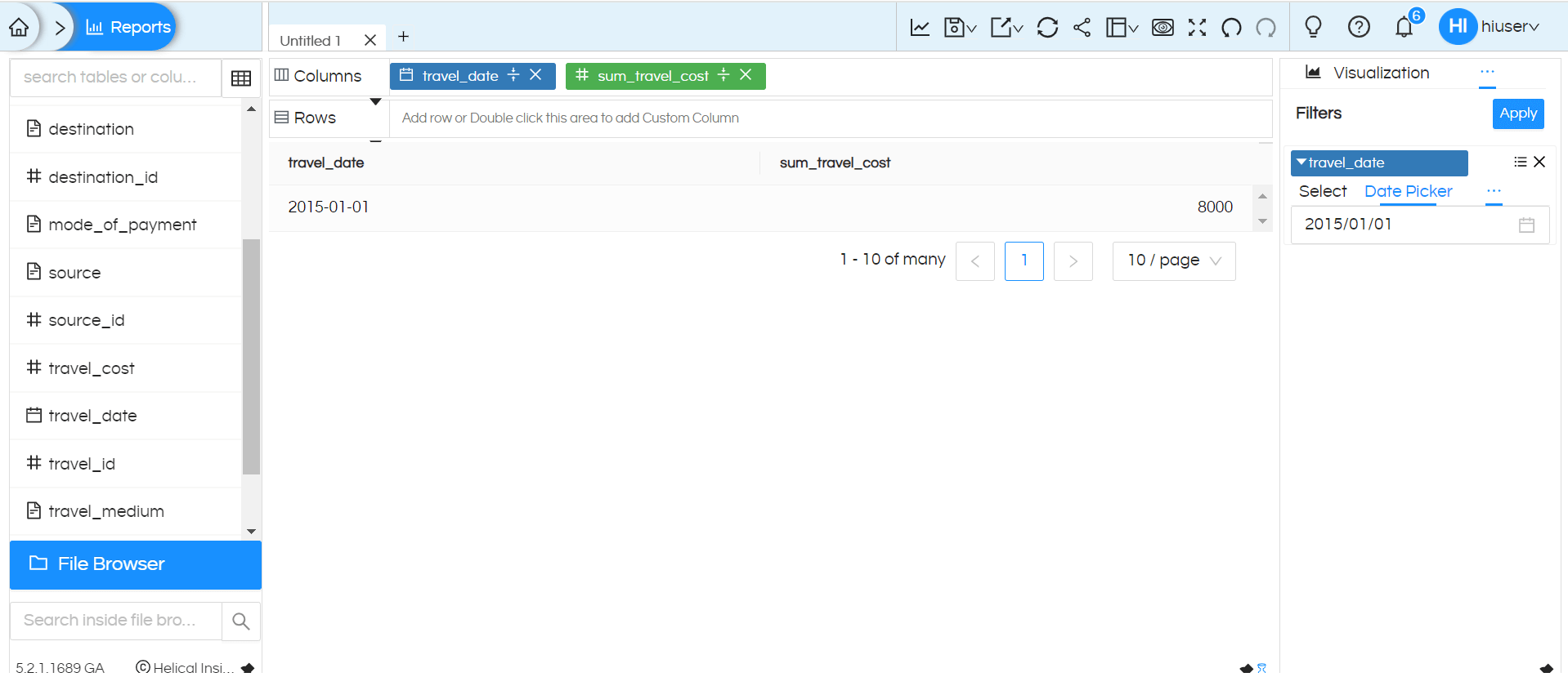 Date/Date Time Usage as Filters In Helical Insight