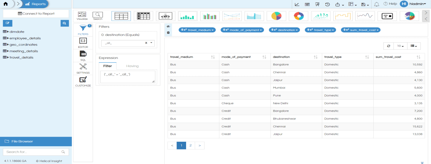 Creating custom drill down with child dashboard