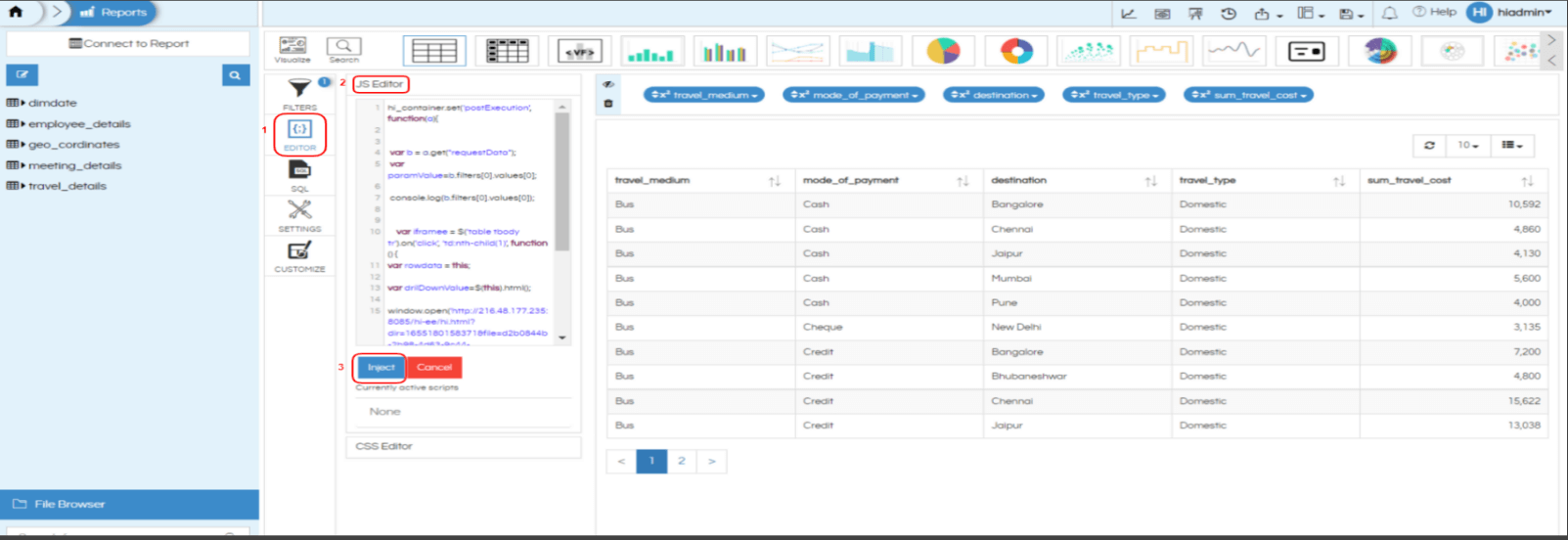 Creating custom drill down with child dashboard