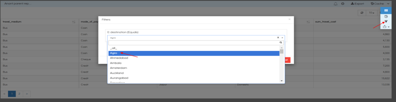 Creating custom drill down with child dashboard