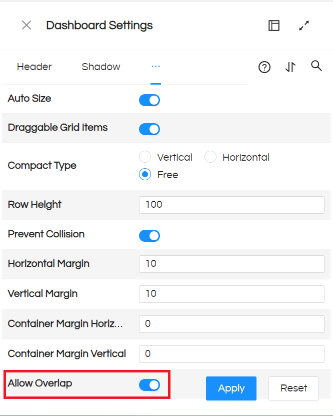 Overlay Functionality : Dashboard Designer