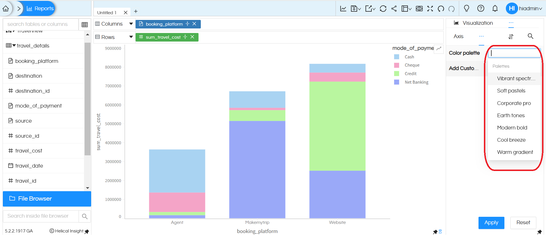 Color Palette: Use a custom color theme for charts