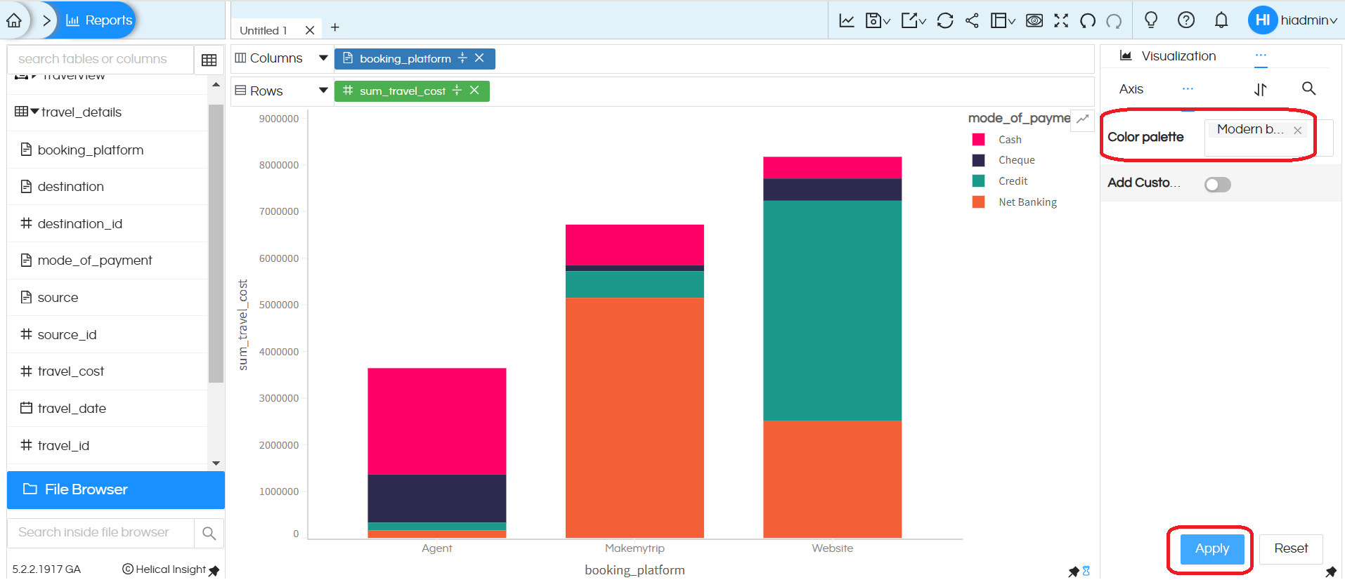 Color Palette: Use a custom color theme for charts