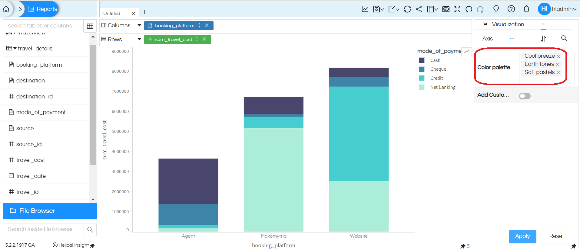 Color Palette: Use a custom color theme for charts