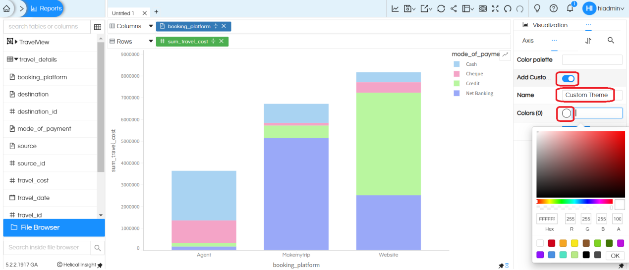 Color Palette: Use a custom color theme for charts