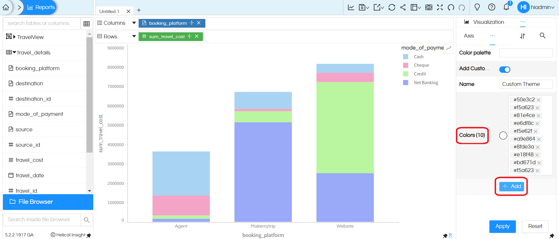 Color Palette: Use a custom color theme for charts