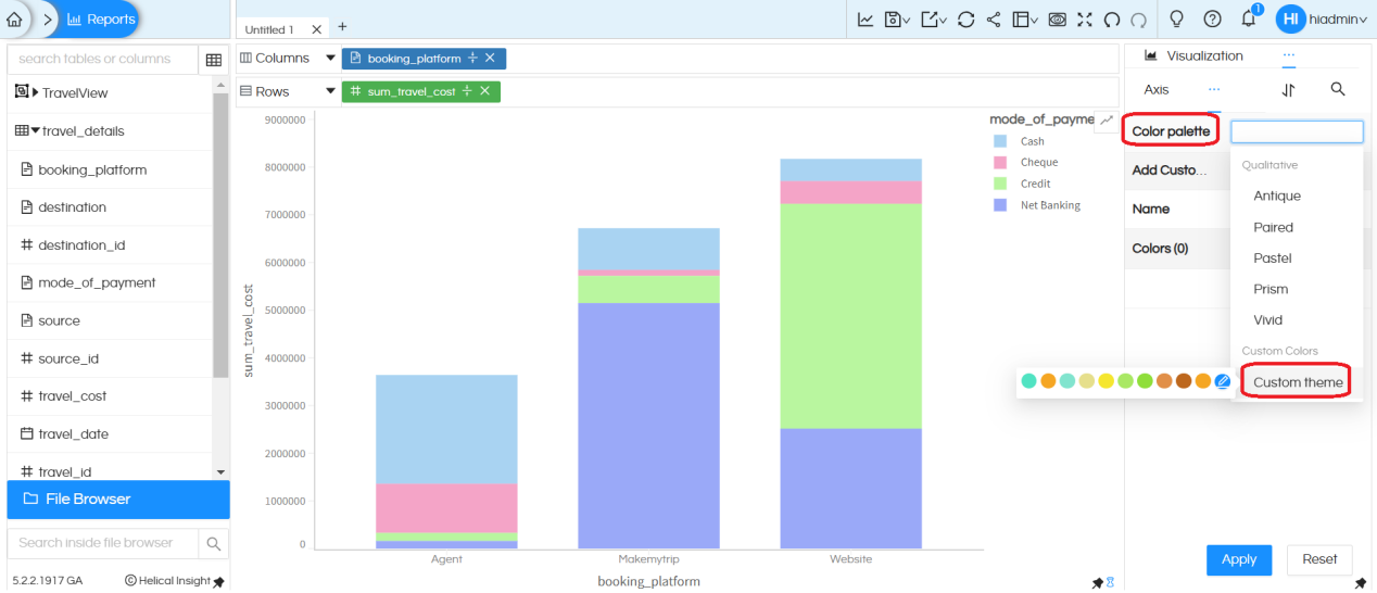 Color Palette: Use a custom color theme for charts