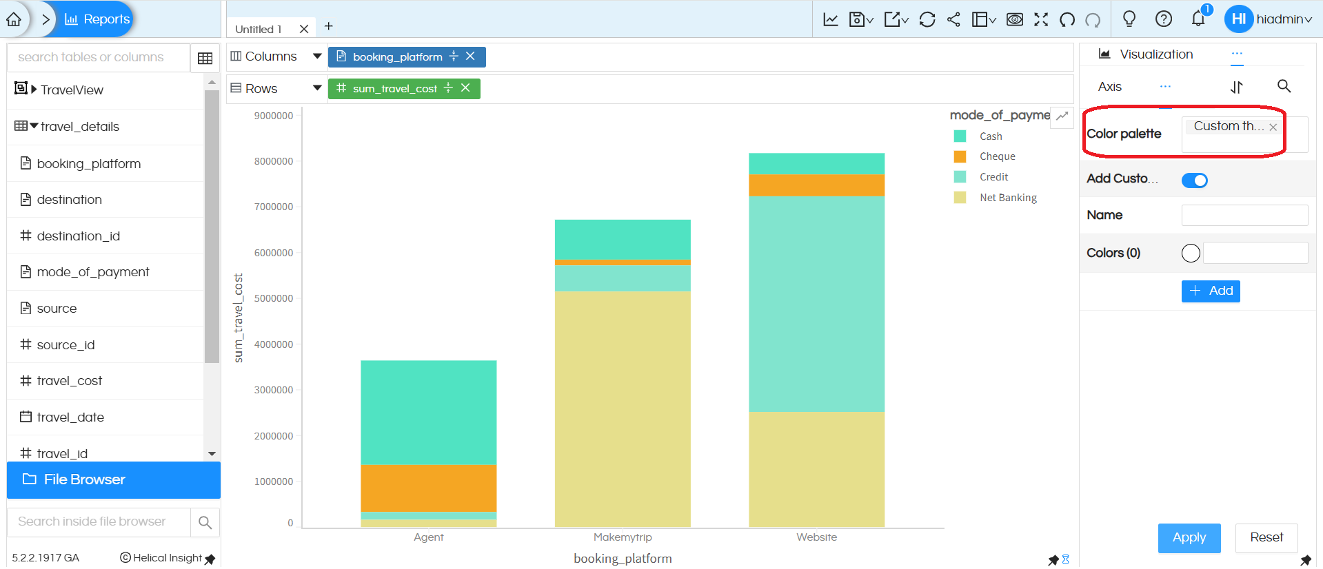 Color Palette: Use a custom color theme for charts