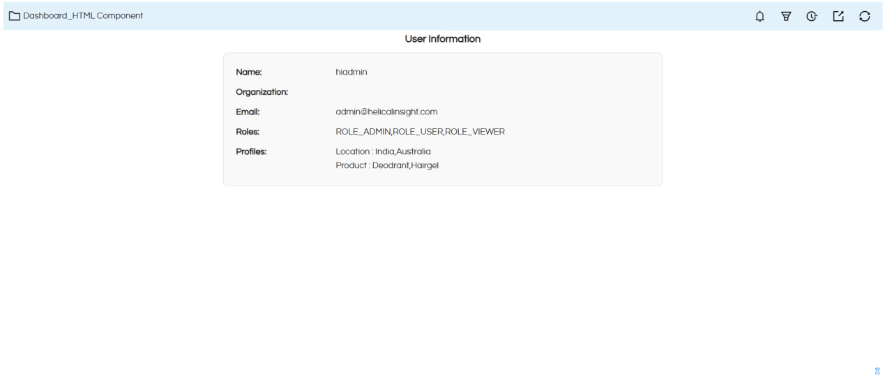 HTML component in the Dashboard Designer