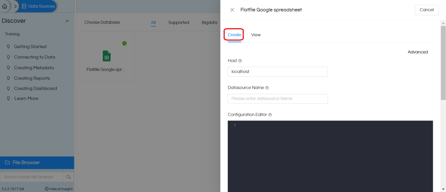 Usage of Flat files (Google spreadsheet) in Helical Insight