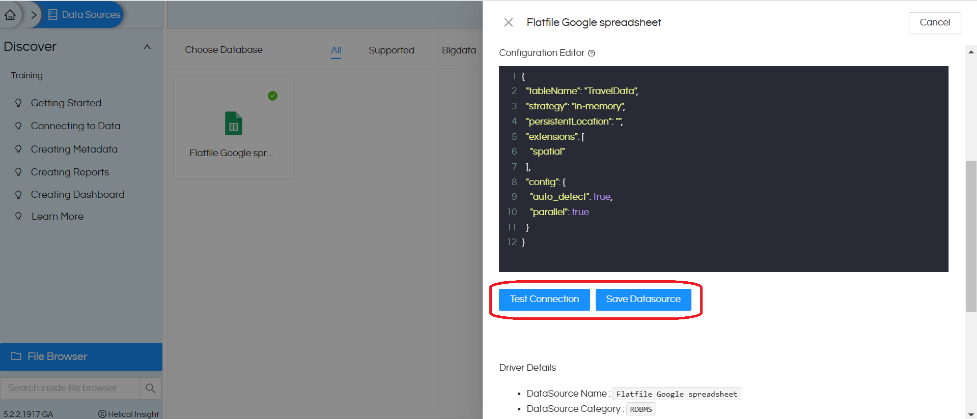 Usage of Flat files (Google spreadsheet) in Helical Insight