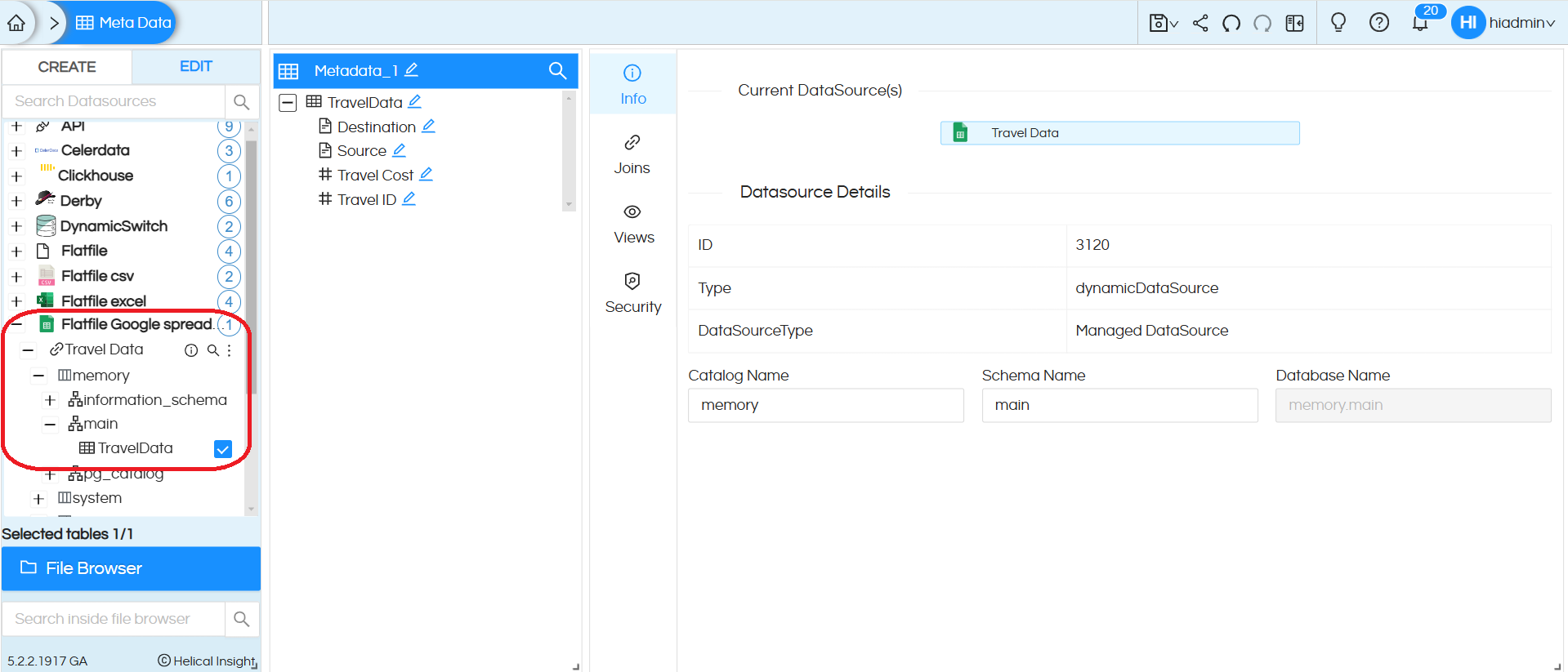 Usage of Flat files (Google spreadsheet) in Helical Insight