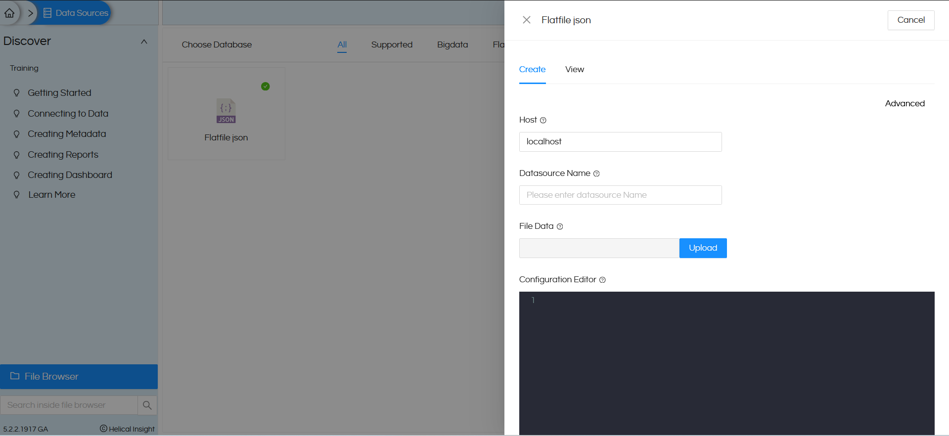 Usage of Flat files(JSON) in Helical Insight