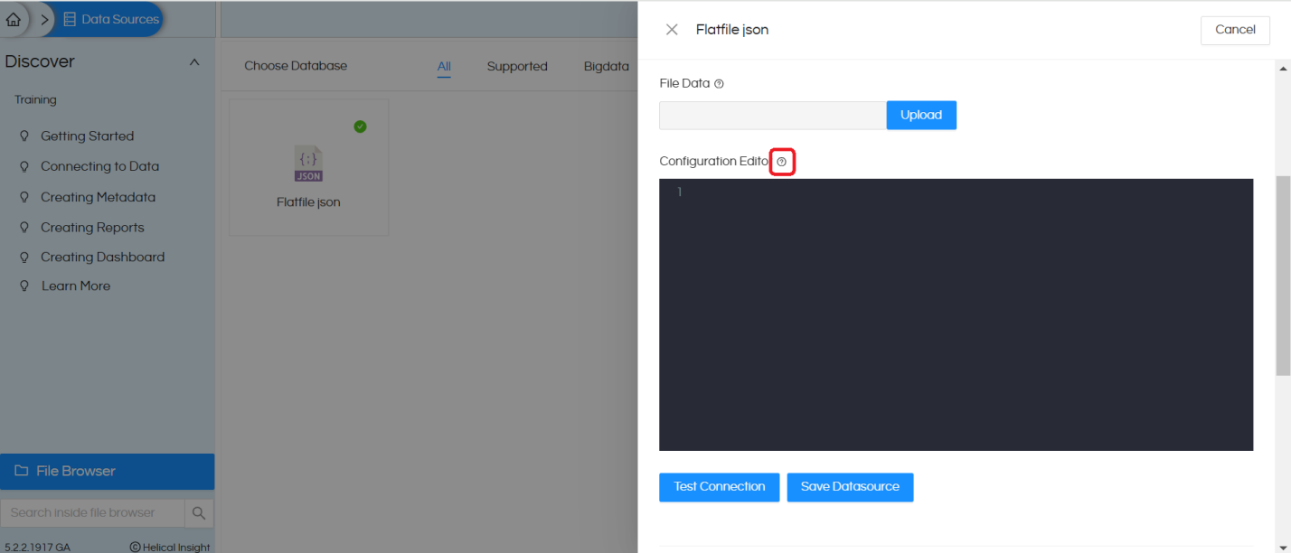 Usage of Flat files(JSON) in Helical Insight