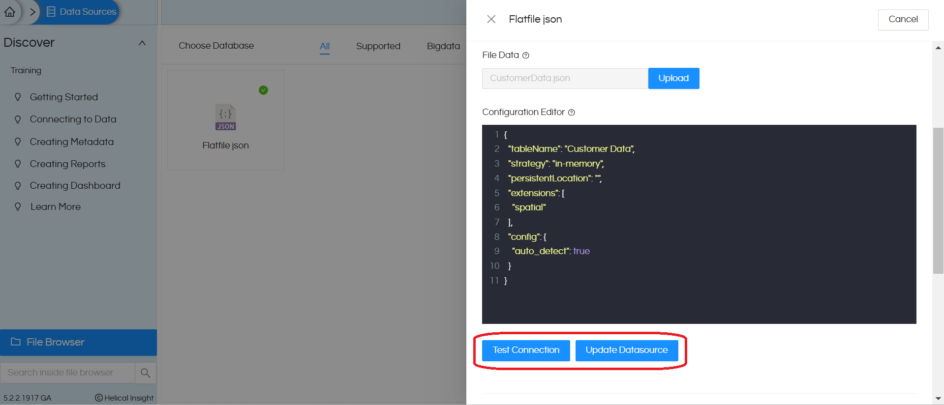 Usage of Flat files(JSON) in Helical Insight