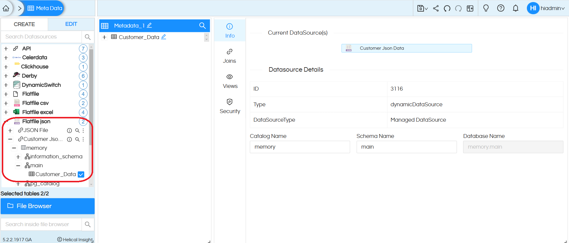 Usage of Flat files(JSON) in Helical Insight