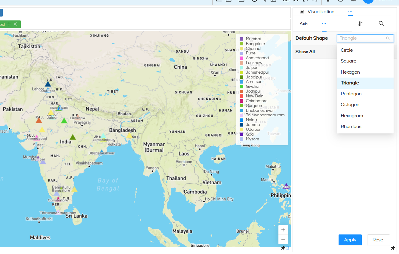 Usage of Geographical Map in Helical Insight