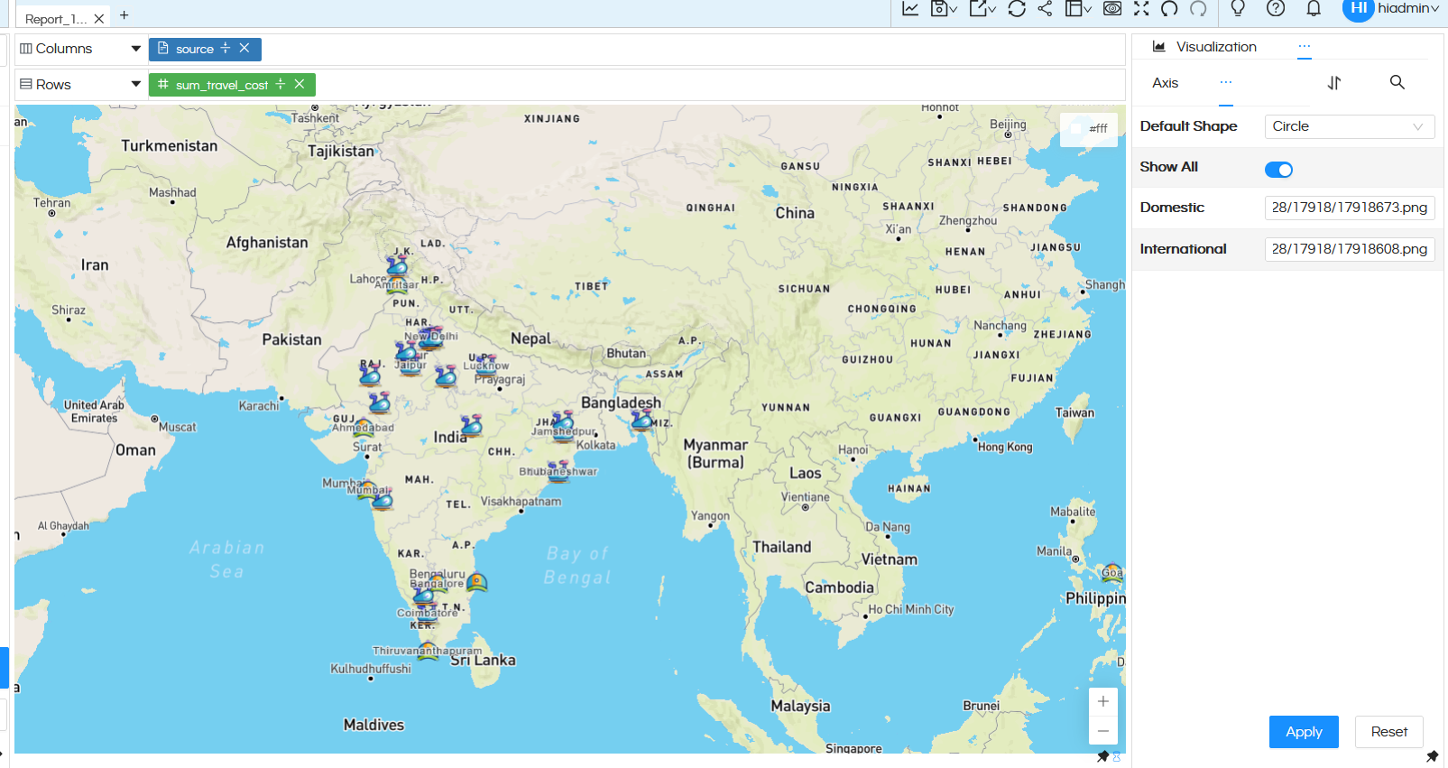 Usage of Geographical Map in Helical Insight